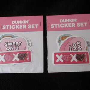 Lot of Two Collectible Dunkin Donuts Coffee Valentine's Sticker Set NEW
